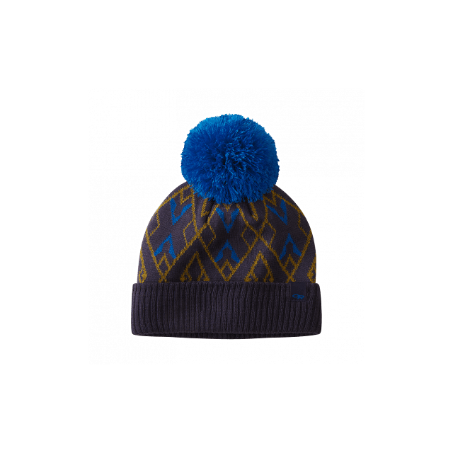 Geometric-patterned Pom-pom Knit Beanie